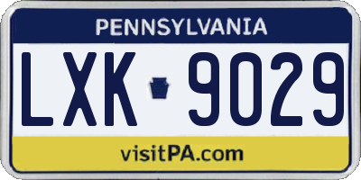 PA license plate LXK9029
