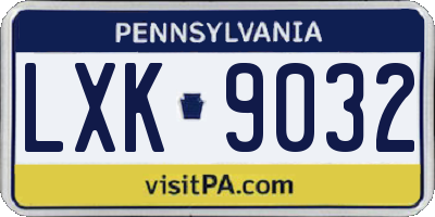 PA license plate LXK9032