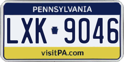 PA license plate LXK9046