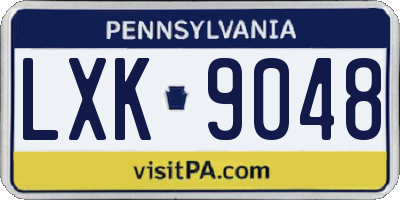 PA license plate LXK9048