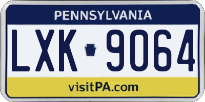 PA license plate LXK9064