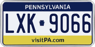 PA license plate LXK9066