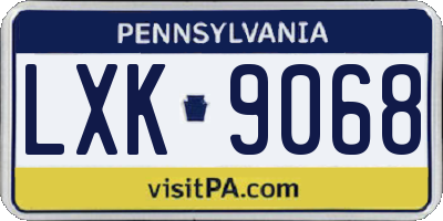 PA license plate LXK9068