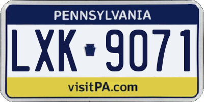 PA license plate LXK9071