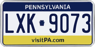 PA license plate LXK9073