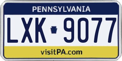 PA license plate LXK9077