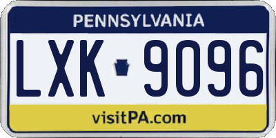 PA license plate LXK9096
