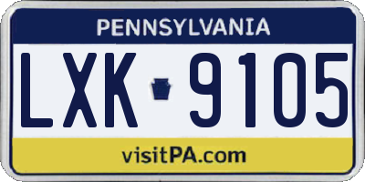 PA license plate LXK9105