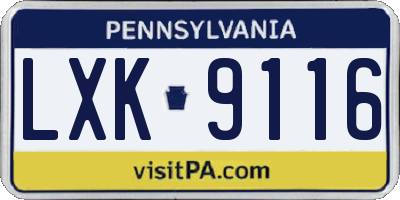 PA license plate LXK9116