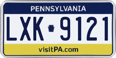 PA license plate LXK9121