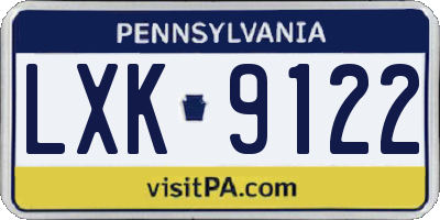 PA license plate LXK9122