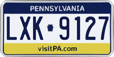 PA license plate LXK9127