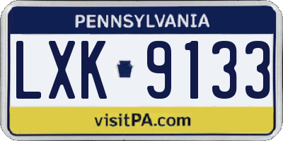 PA license plate LXK9133