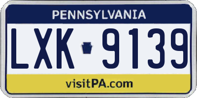PA license plate LXK9139