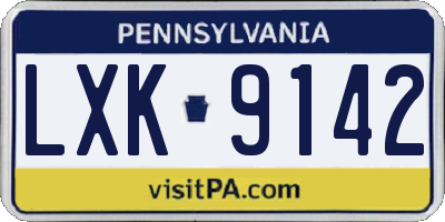 PA license plate LXK9142