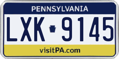 PA license plate LXK9145
