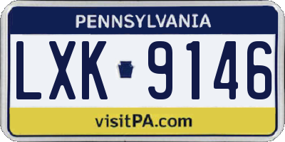 PA license plate LXK9146