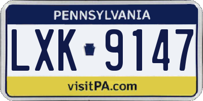 PA license plate LXK9147