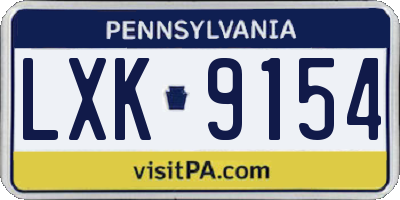 PA license plate LXK9154