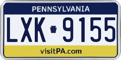 PA license plate LXK9155