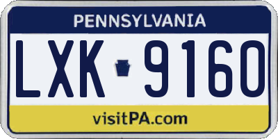 PA license plate LXK9160