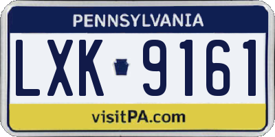 PA license plate LXK9161