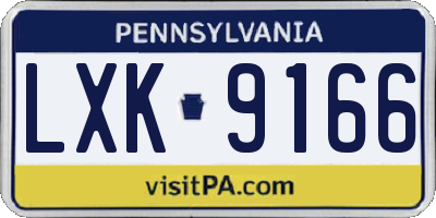 PA license plate LXK9166