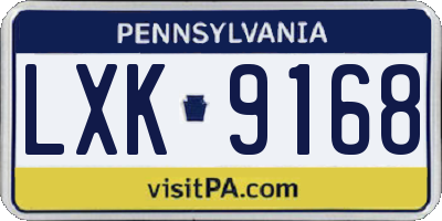 PA license plate LXK9168
