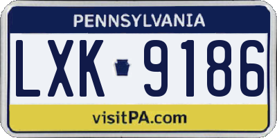 PA license plate LXK9186