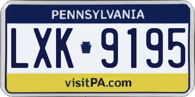 PA license plate LXK9195