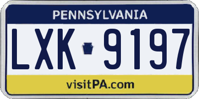 PA license plate LXK9197