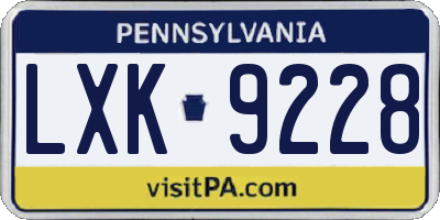 PA license plate LXK9228