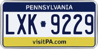 PA license plate LXK9229