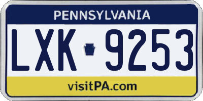 PA license plate LXK9253