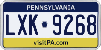 PA license plate LXK9268