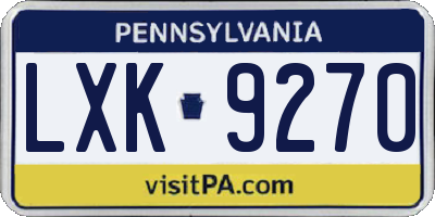 PA license plate LXK9270