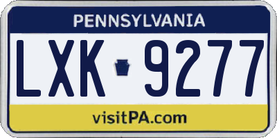 PA license plate LXK9277