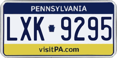 PA license plate LXK9295