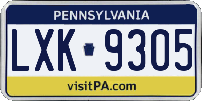 PA license plate LXK9305