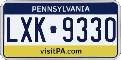 PA license plate LXK9330