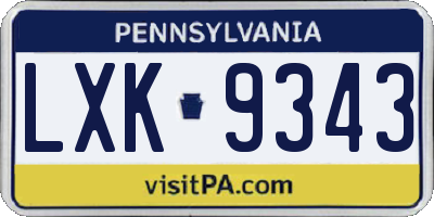 PA license plate LXK9343