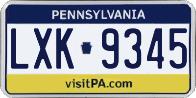 PA license plate LXK9345