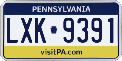 PA license plate LXK9391