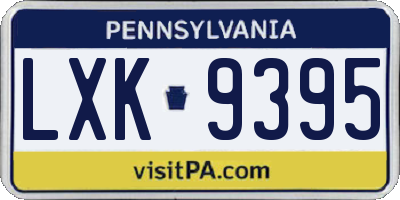 PA license plate LXK9395