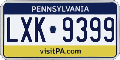 PA license plate LXK9399