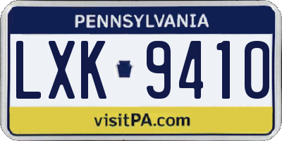 PA license plate LXK9410