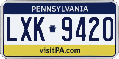 PA license plate LXK9420