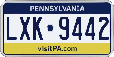 PA license plate LXK9442