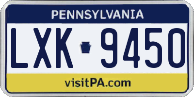 PA license plate LXK9450