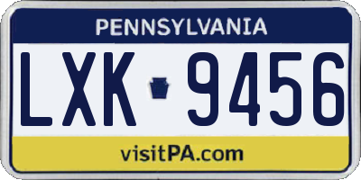 PA license plate LXK9456
